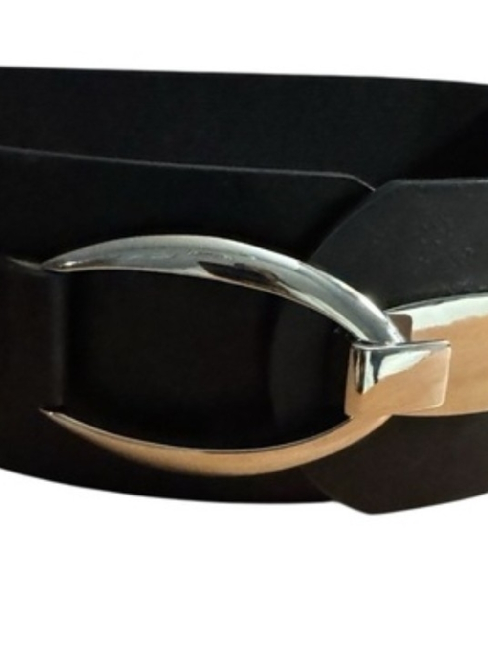 Macy's Black Women's Belt with Silver Tone Buckle